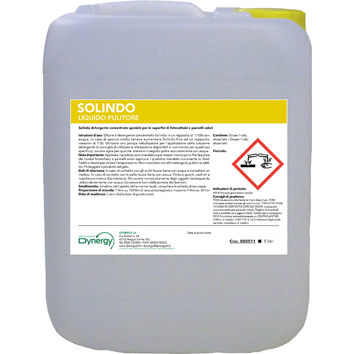 DETERGENTE SOLINDO LT 5 X PANN. SOLARI/FTV